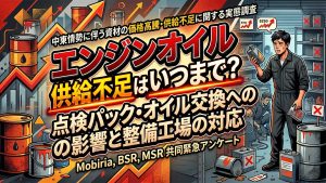 エンジンオイル供給不足はいつまで？点検パック・オイル交換への影響と整備工場の対応 Mobiria, BSR, MSR 共同緊急アンケート