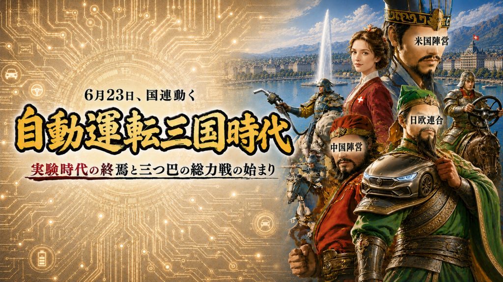 自動運転三国時代の幕開け。6月23日に国連が動く。実験時代の終焉と三つ巴の総力戦の始まり