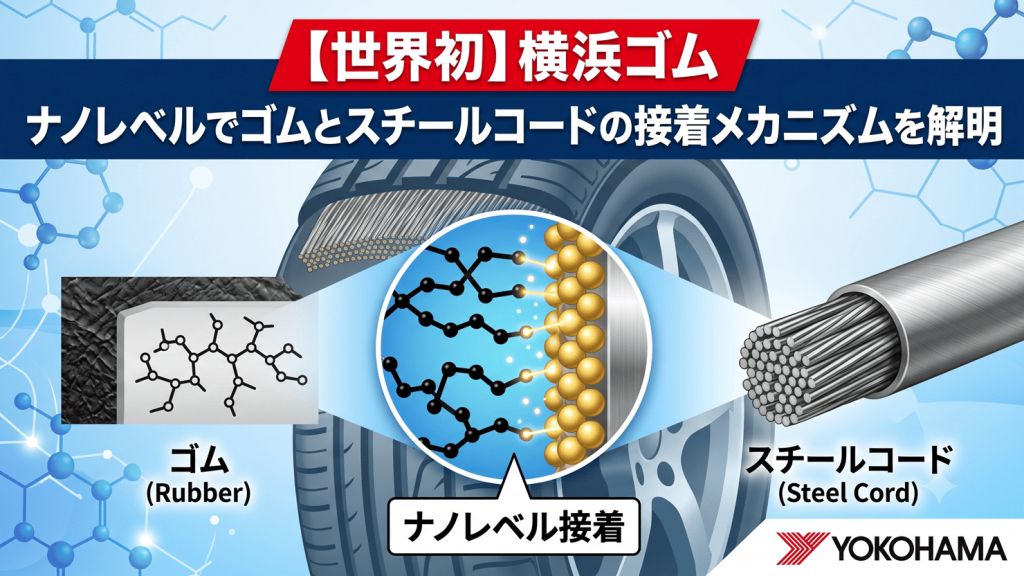 【世界初】横浜ゴム、ナノレベルでゴムとスチールコードの接着メカニズムを解明