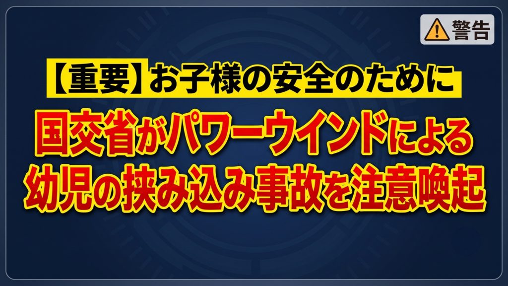 国交省がパワーウインドによる幼児の挟み込み事故を注意喚起　この3年で2件の重篤事例を確認