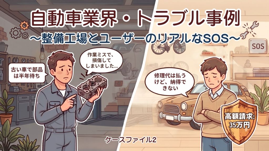 【MSRweb特設】自動車業界・トラブル事例　～整備工場とユーザーのリアルなSOS～　ケースファイル2　修理中のミスで車が破損!?　高額請求と加速不良に悩むユーザー