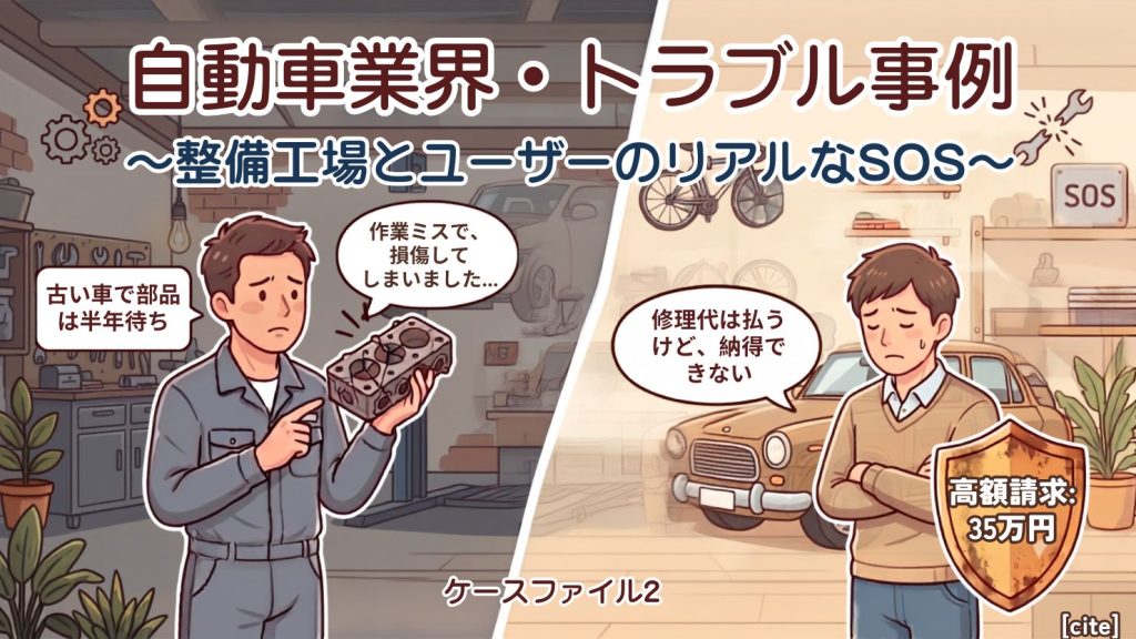 【MSRweb特設】自動車業界・トラブル事例　～整備工場とユーザーのリアルなSOS～　ケースファイル2　修理中のミスで車が破損!?　高額請求と加速不良に悩むユーザー