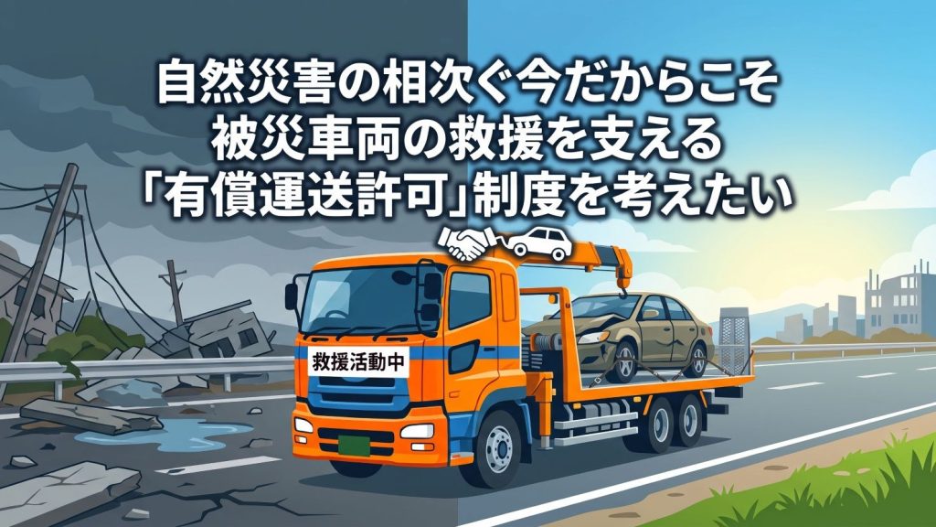 自然災害の相次ぐ今だからこそ、被災車両の救援を支える「有償運送許可」制度を考えたい