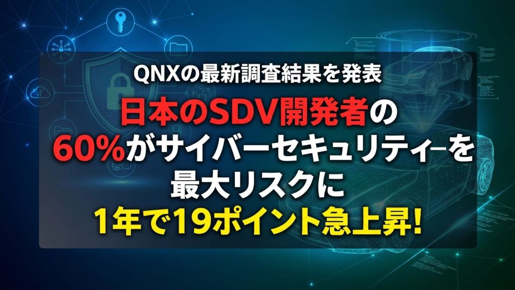 日本のSDV開発者の60%がサイバーセキュリティーを最大リスクに、1年で19ポイント上昇　QNXが調査結果を発表