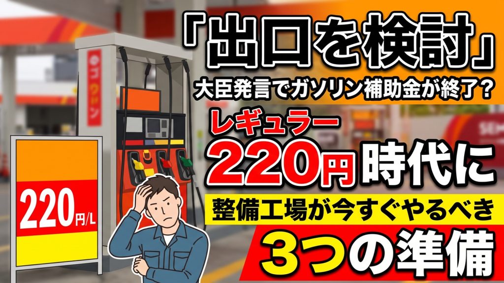 「出口を検討」大臣発言でガソリン補助金が終了？　レギュラー220円時代に整備工場が今すぐやるべき3つの準備